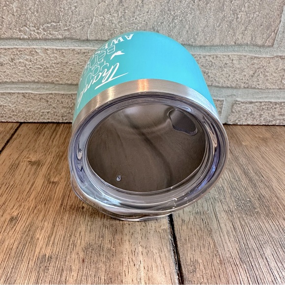 NEW Tiffany Blue & White Stainless Steel 12 oz Stemless Wine Glass Tumbler Straw - Picture 2 of 6